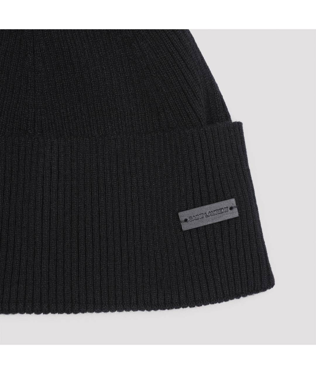 SAINT LAURENT Черная кашемировая шапка, фото 3