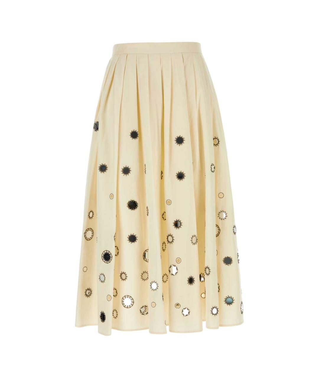 PRADA Бежевая хлопковая юбка миди, фото 1