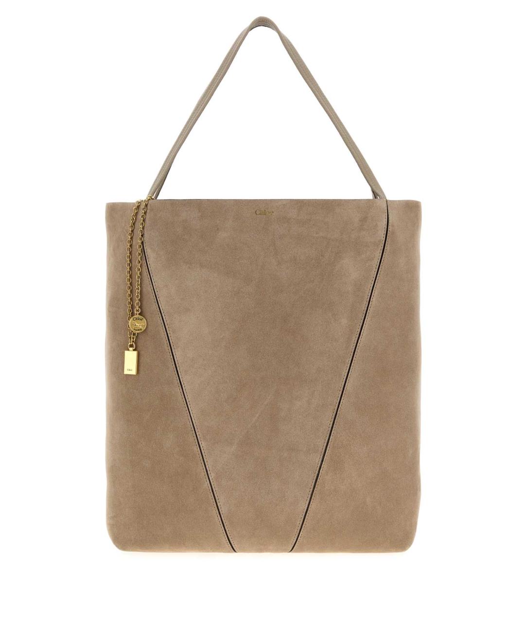 CHLOE Бежевая замшевая сумка тоут, фото 1