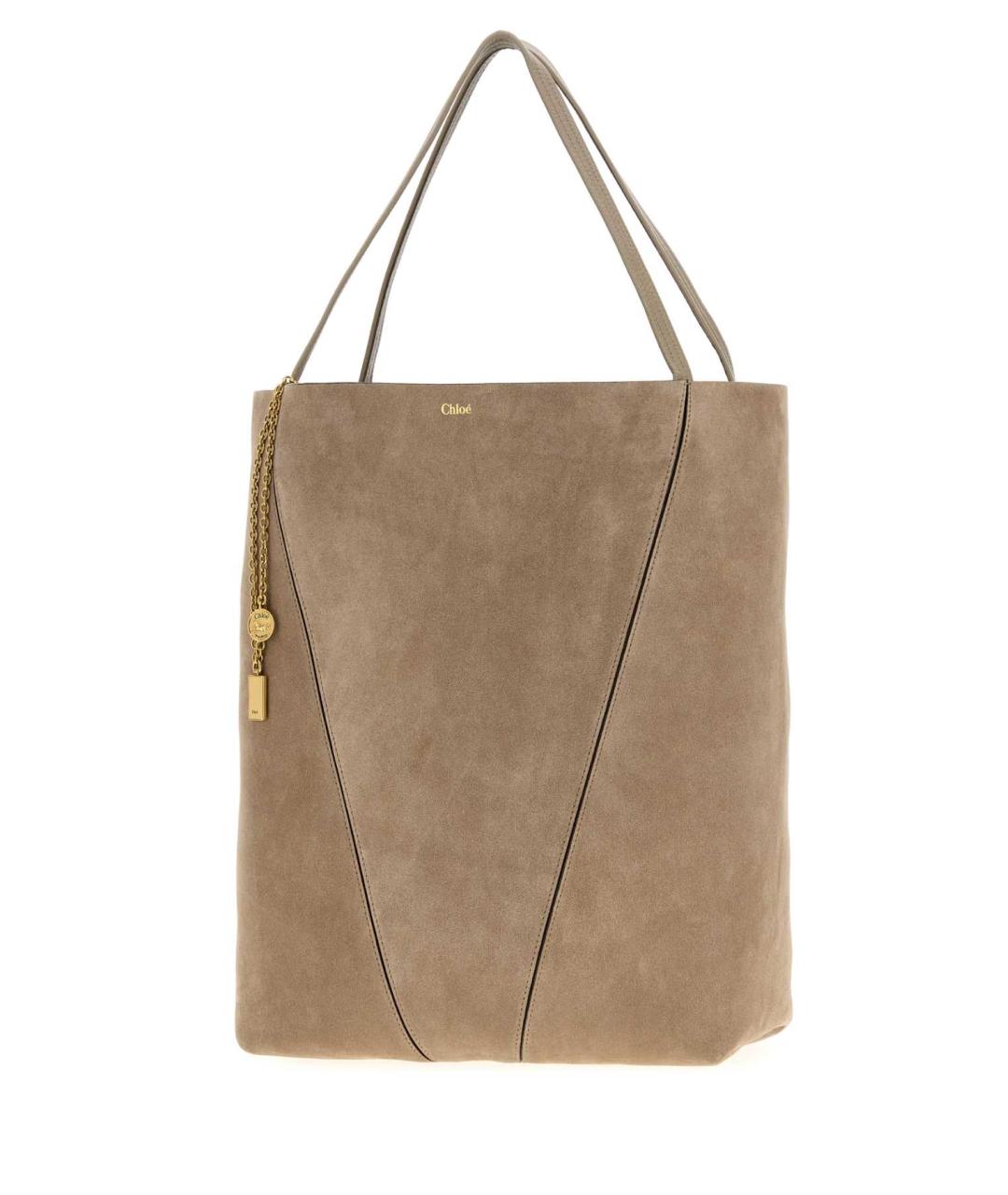 CHLOE Бежевая замшевая сумка тоут, фото 4