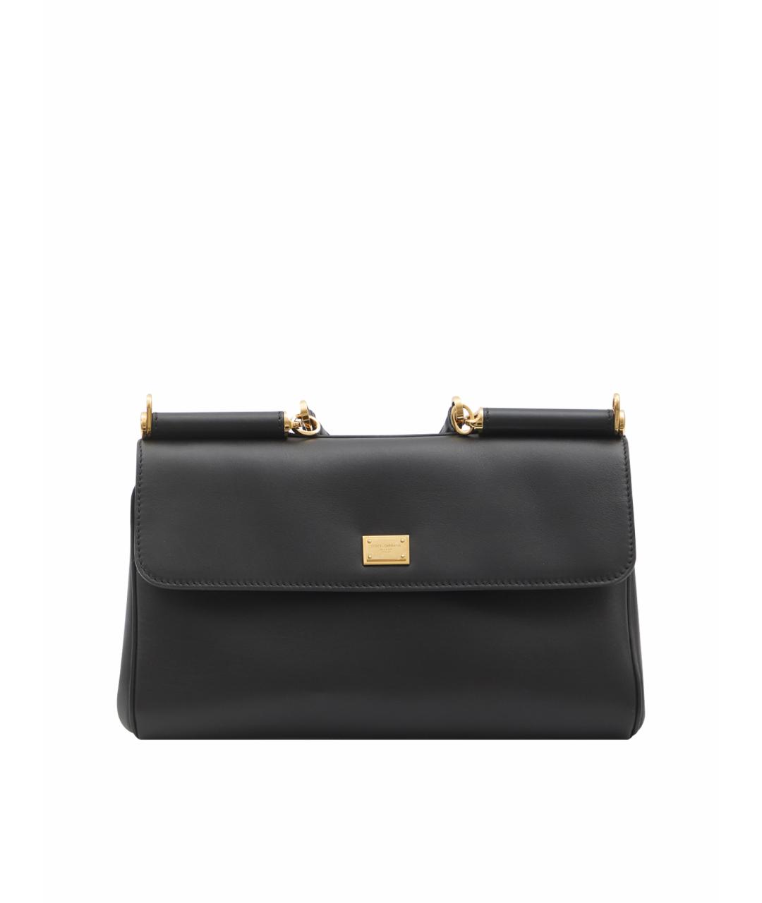 DOLCE&GABBANA Черная кожаная сумка тоут, фото 1