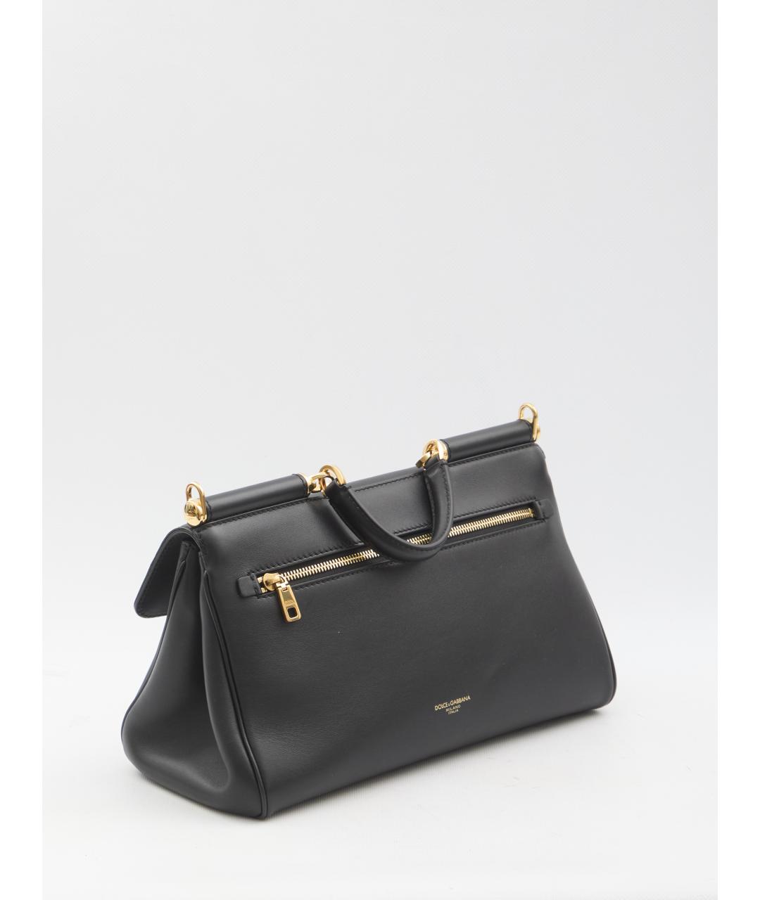 DOLCE&GABBANA Черная кожаная сумка тоут, фото 3