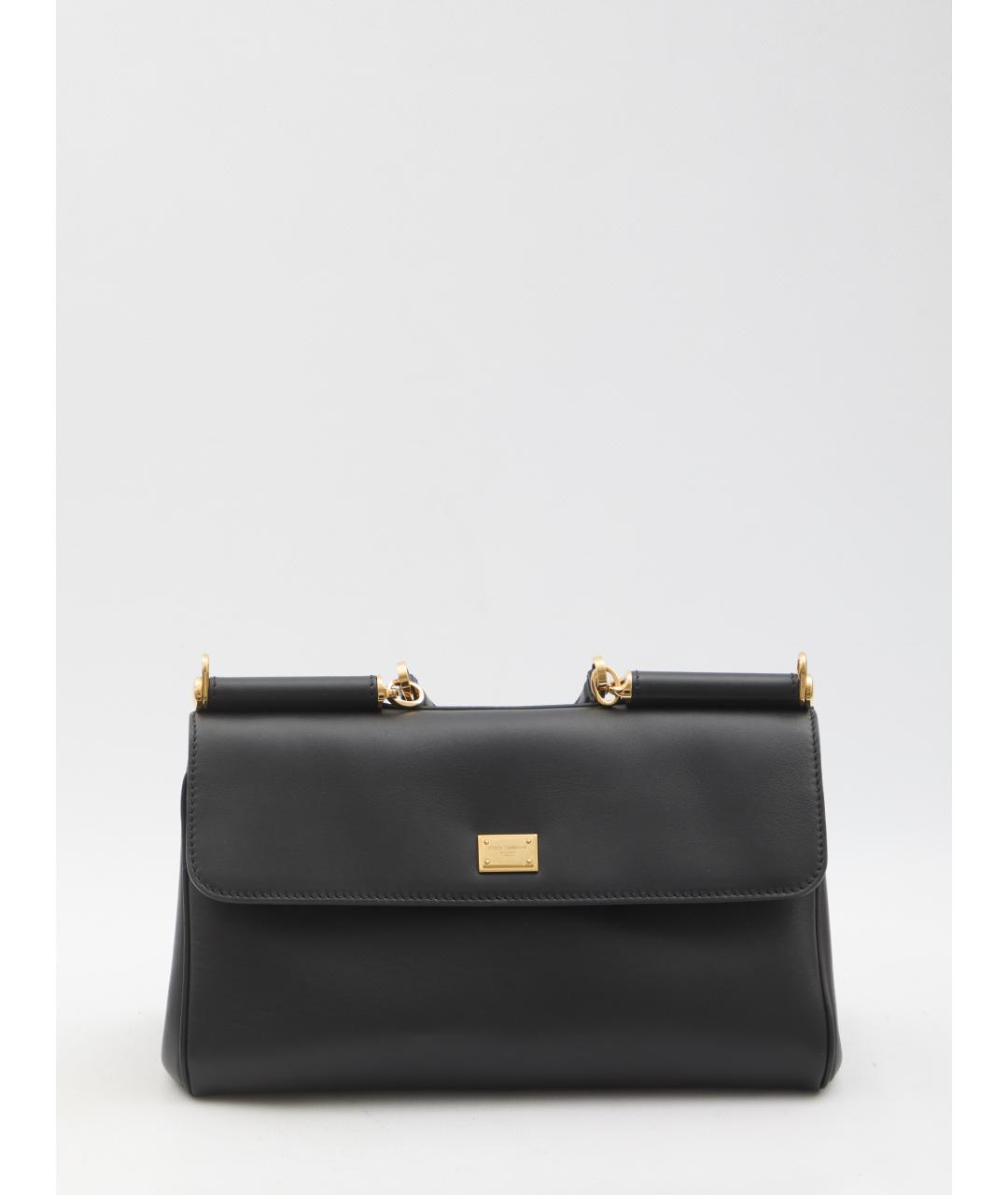 DOLCE&GABBANA Черная кожаная сумка тоут, фото 6