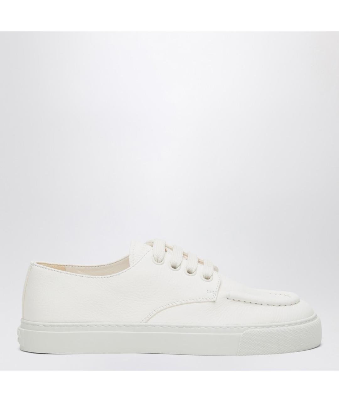 PRADA Белые кожаные низкие кроссовки / кеды, фото 4
