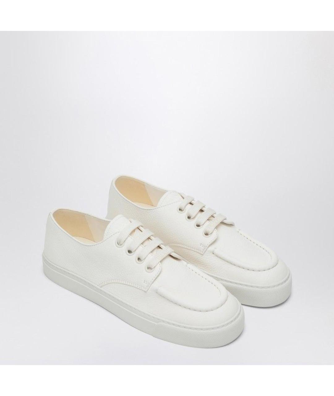 PRADA Белые кожаные низкие кроссовки / кеды, фото 2