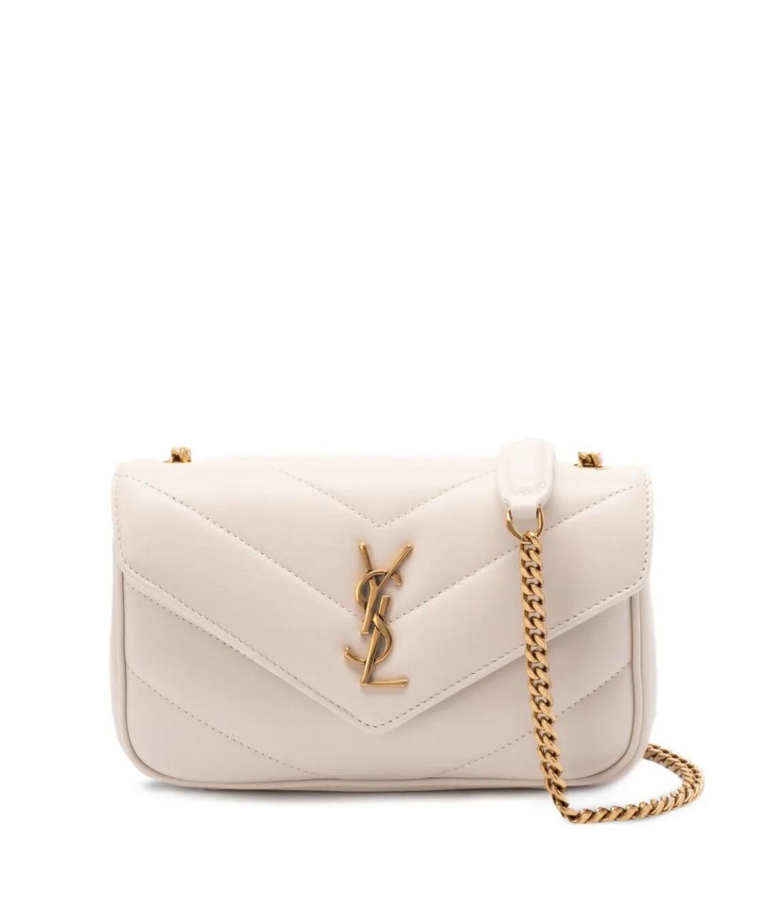 SAINT LAURENT Белая кожаная сумка через плечо, фото 1