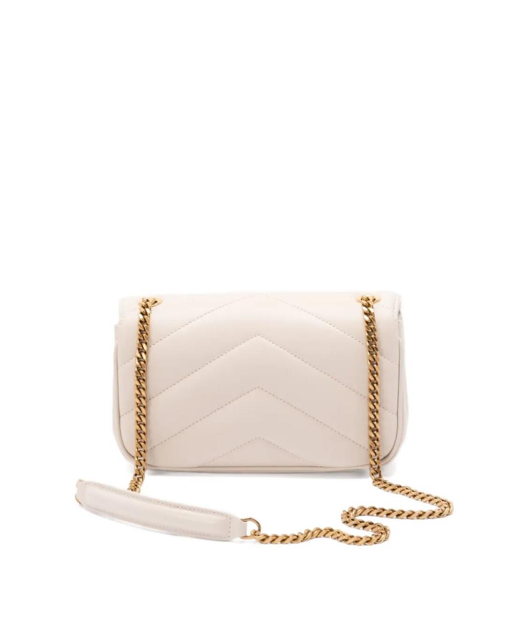 SAINT LAURENT Белая кожаная сумка через плечо, фото 2