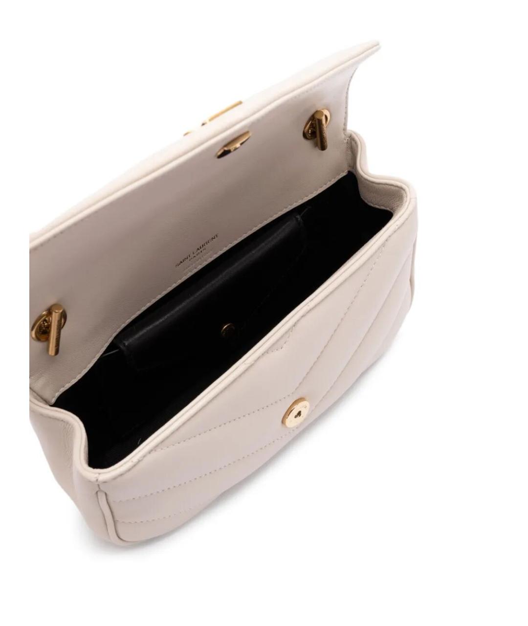 SAINT LAURENT Белая кожаная сумка через плечо, фото 5
