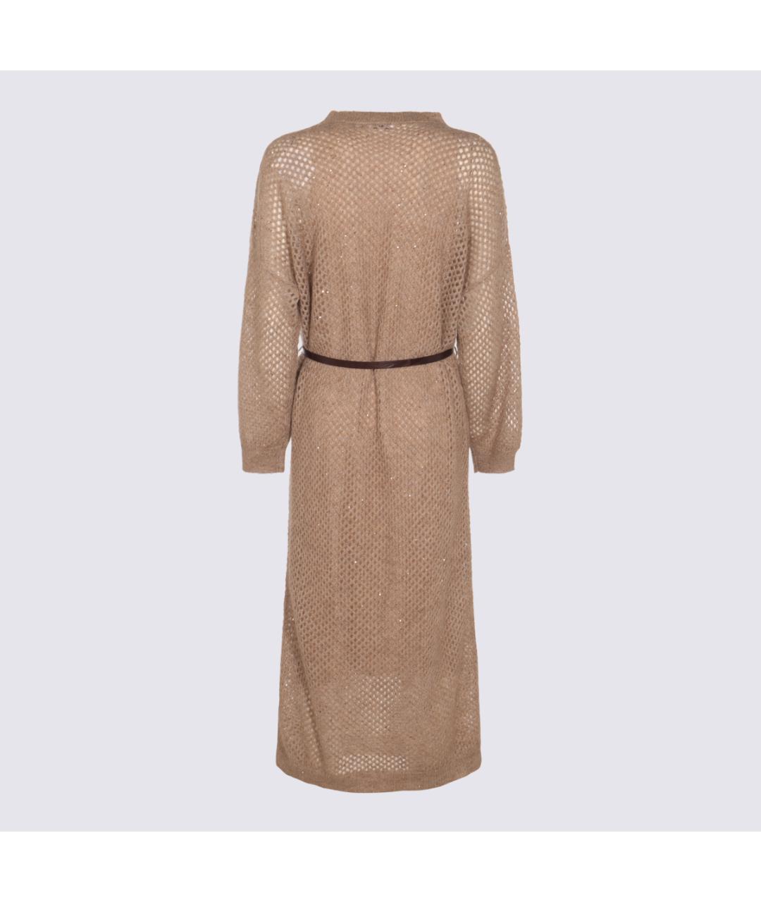 BRUNELLO CUCINELLI Коричневое шерстяное повседневное платье, фото 2