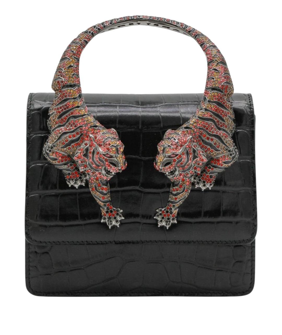 ROBERTO CAVALLI Черная кожаная сумка с короткими ручками, фото 1