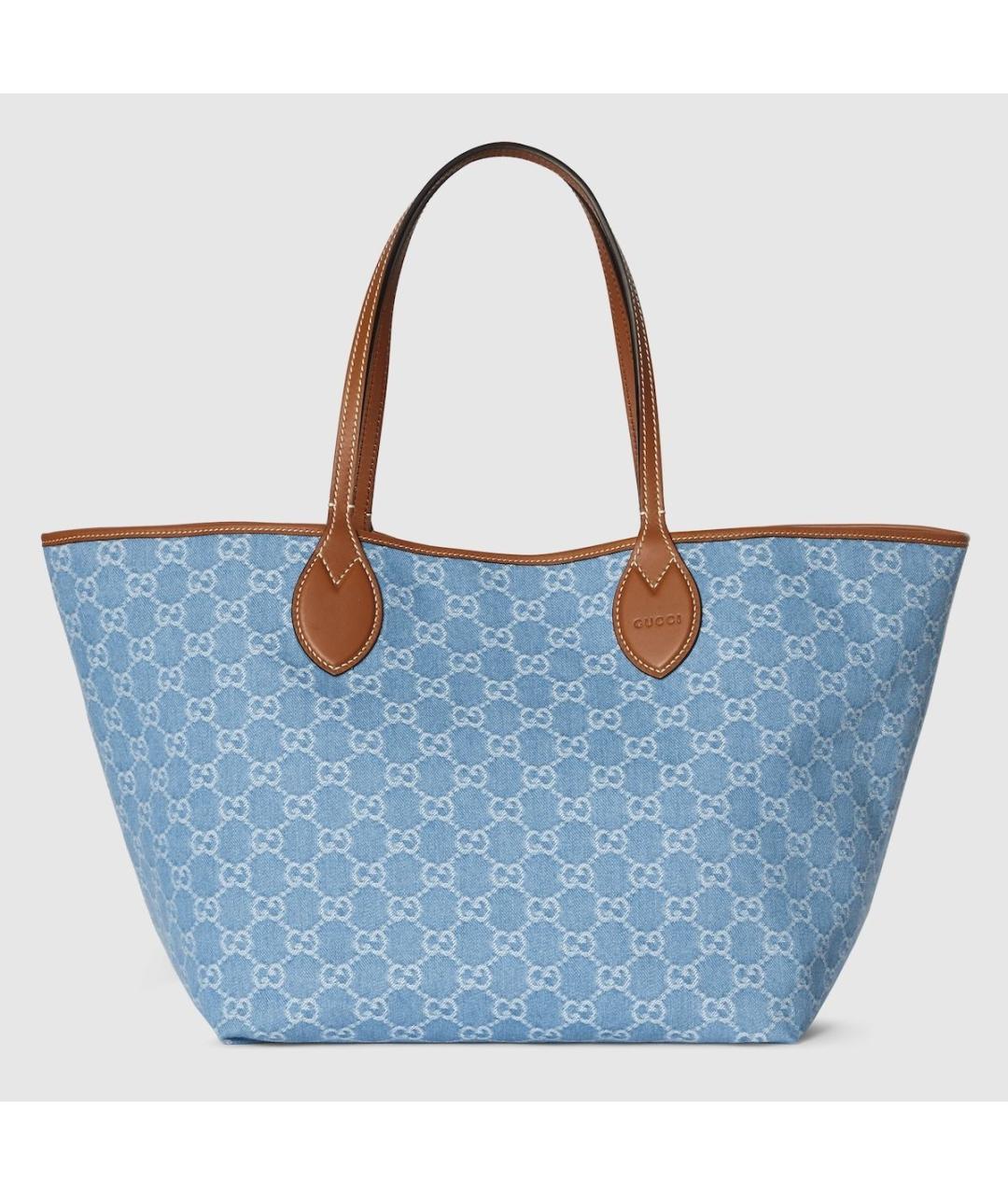 GUCCI Голубая деним сумка тоут, фото 6