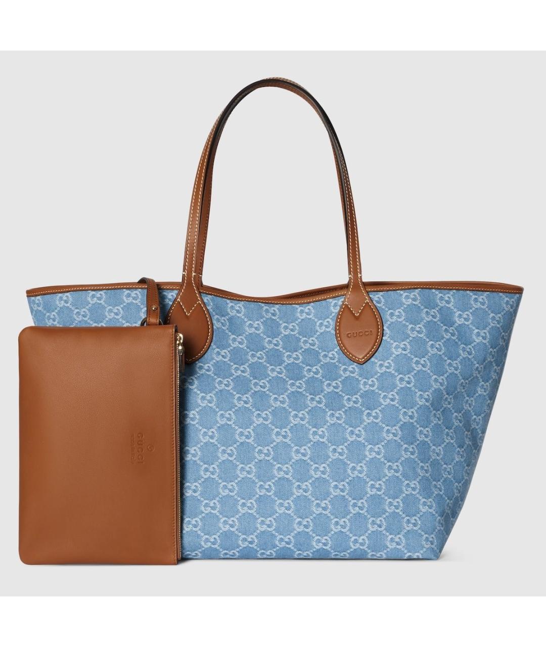 GUCCI Голубая деним сумка тоут, фото 4