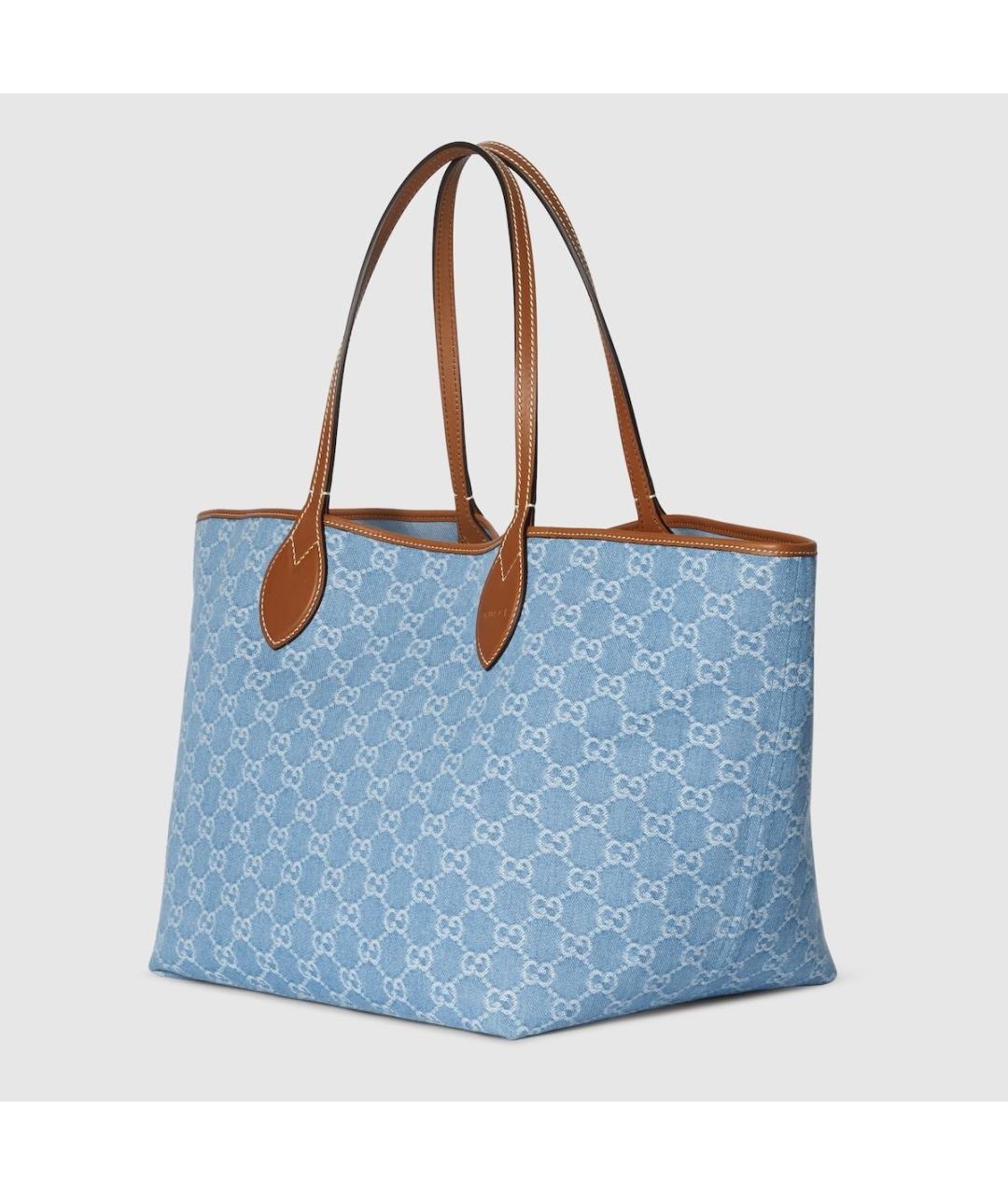 GUCCI Голубая деним сумка тоут, фото 2