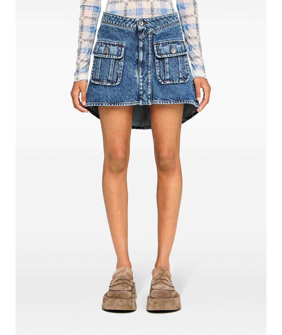 J.W.ANDERSON Синяя хлопковая юбка мини, фото 4