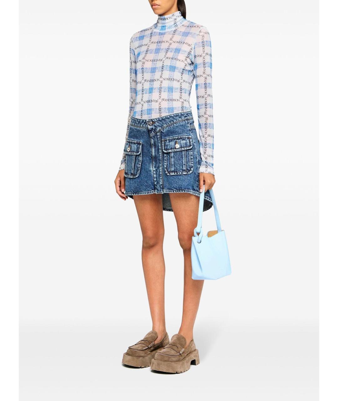 J.W.ANDERSON Синяя хлопковая юбка мини, фото 3
