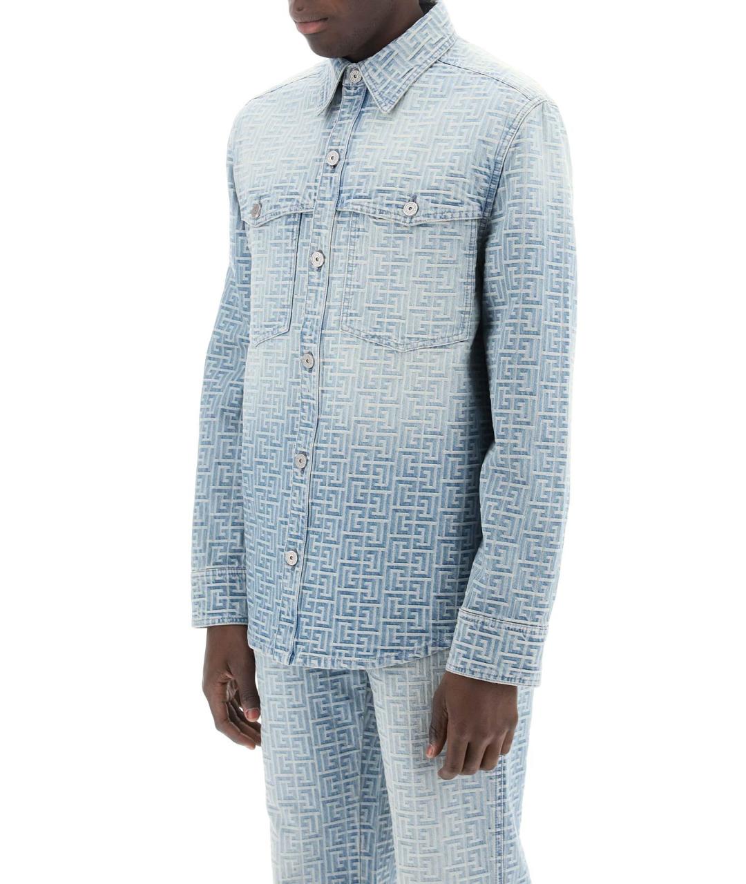 BALMAIN Голубая хлопковая кэжуал рубашка, фото 4