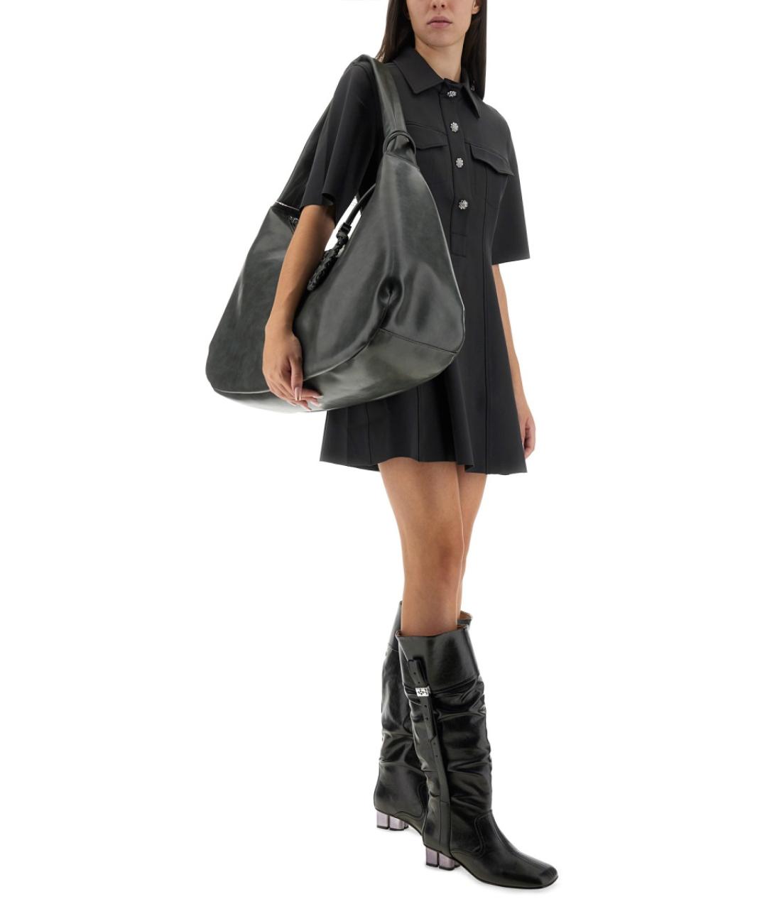 GANNI Серое полиамидовое повседневное платье, фото 3