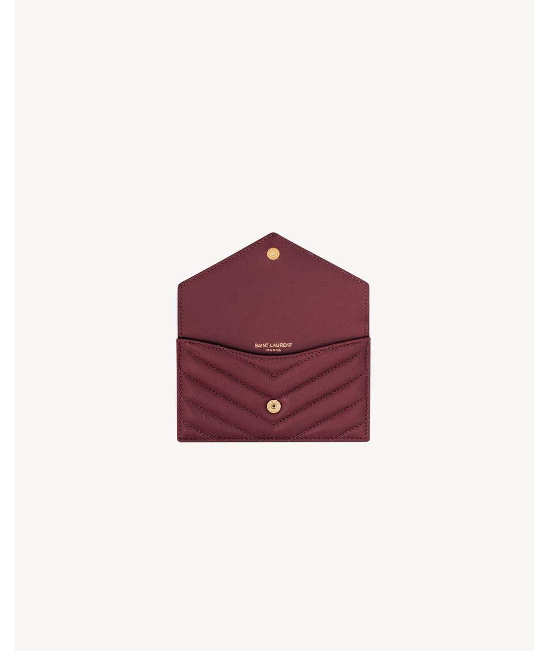 SAINT LAURENT Бордовый кожаный кошелек, фото 4