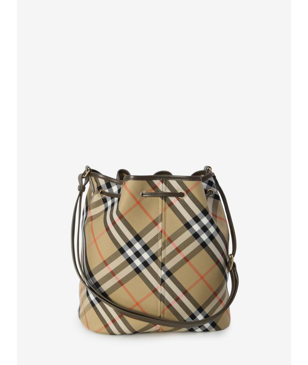 BURBERRY Бежевая тканевая сумка с короткими ручками, фото 4