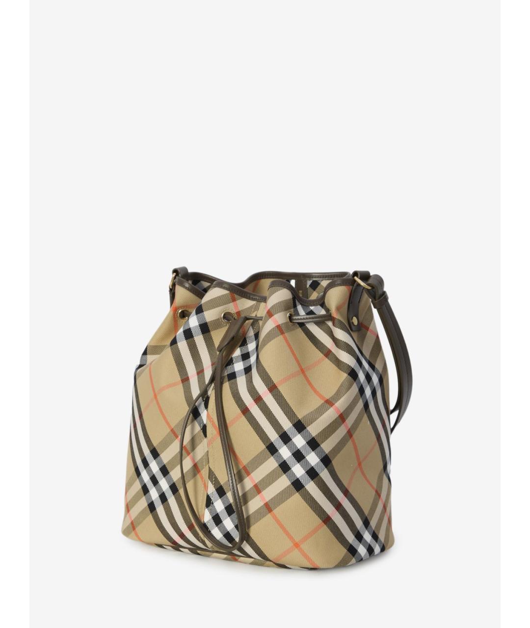 BURBERRY Бежевая тканевая сумка с короткими ручками, фото 3