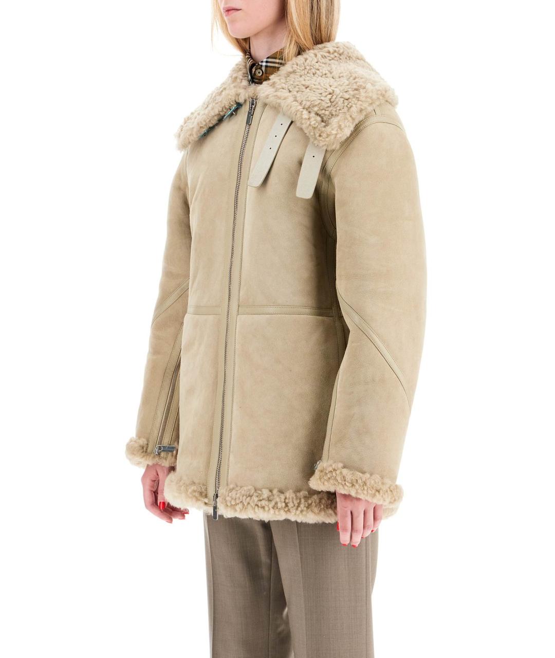 BURBERRY Бежевая меховая дубленка, фото 4