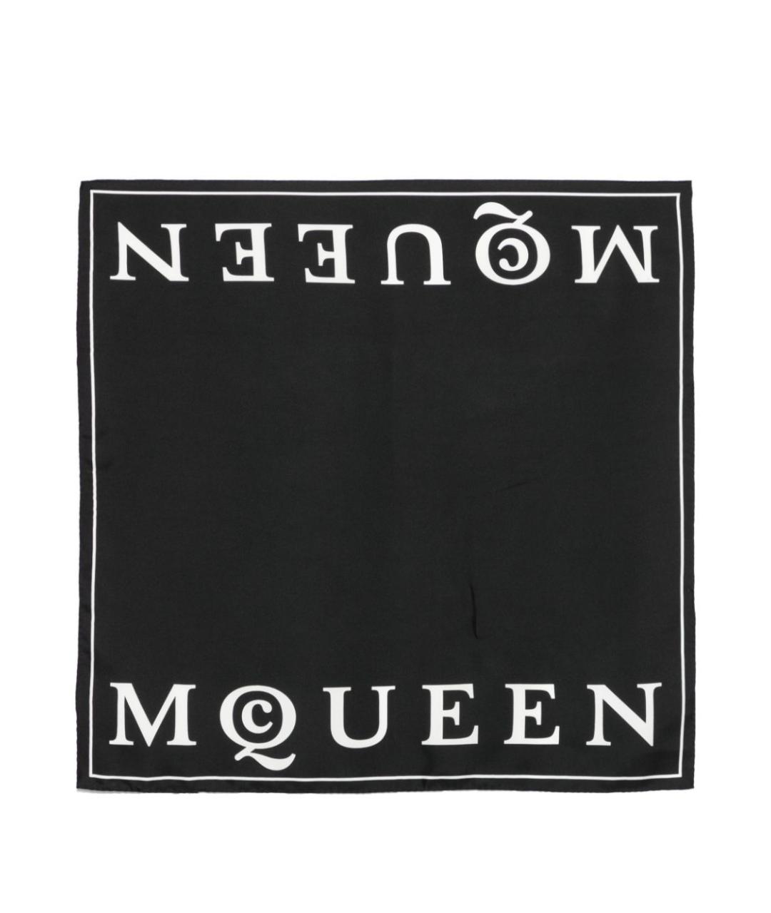 ALEXANDER MCQUEEN Черный шелковый шарф, фото 1