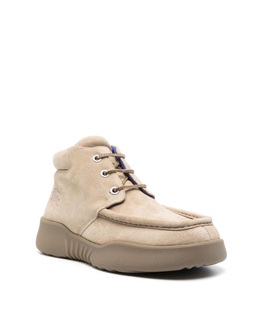 BURBERRY Бежевые замшевые низкие ботинки, фото 4