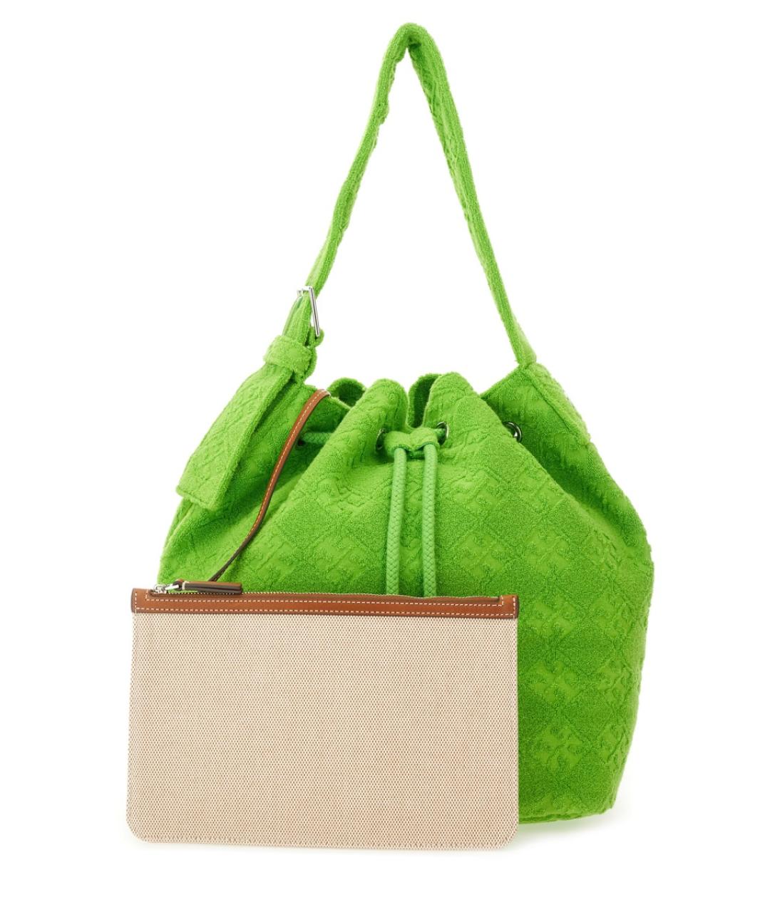 TORY BURCH Зеленая хлопковая сумка через плечо, фото 3