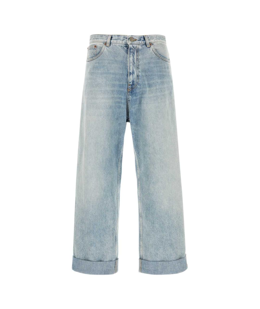 VALENTINO Голубые хлопковые повседневные брюки, фото 1