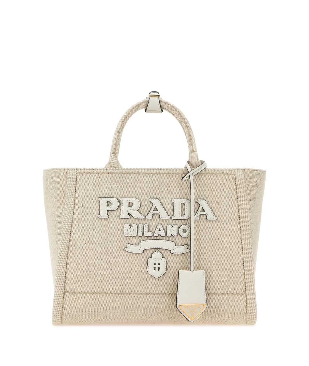 PRADA Бежевая тканевая сумка тоут, фото 1