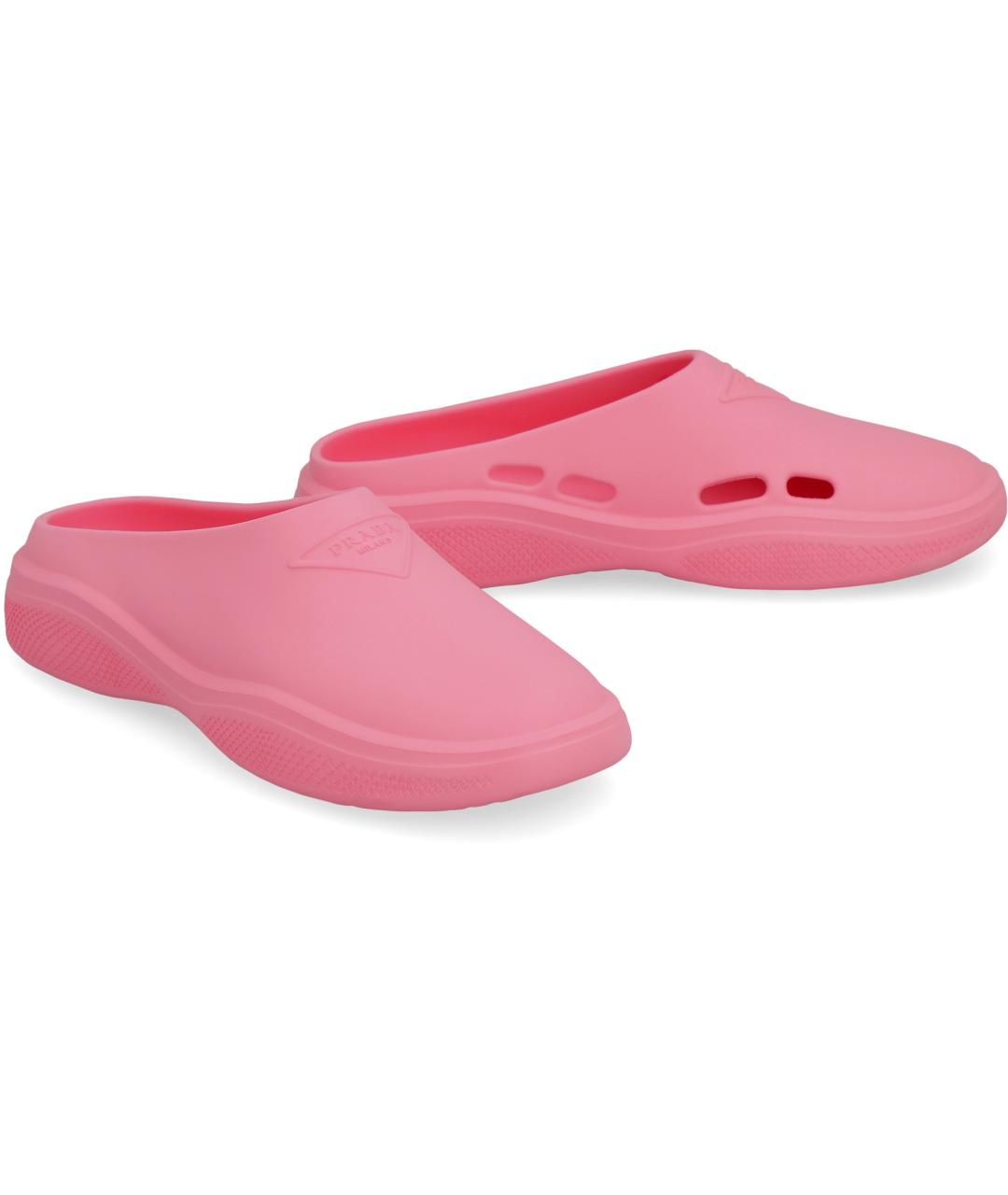 PRADA Розовые резиновые шлепанцы, фото 3