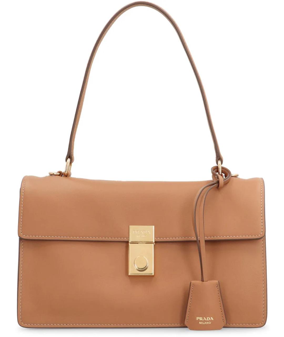 PRADA Бежевая кожаная сумка через плечо, фото 1