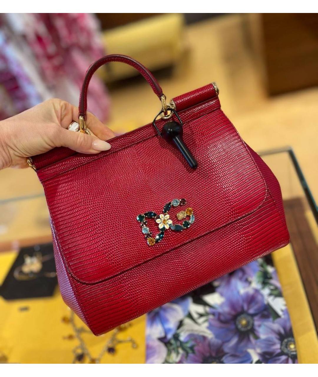 DOLCE&GABBANA Красная кожаная сумка с короткими ручками, фото 7