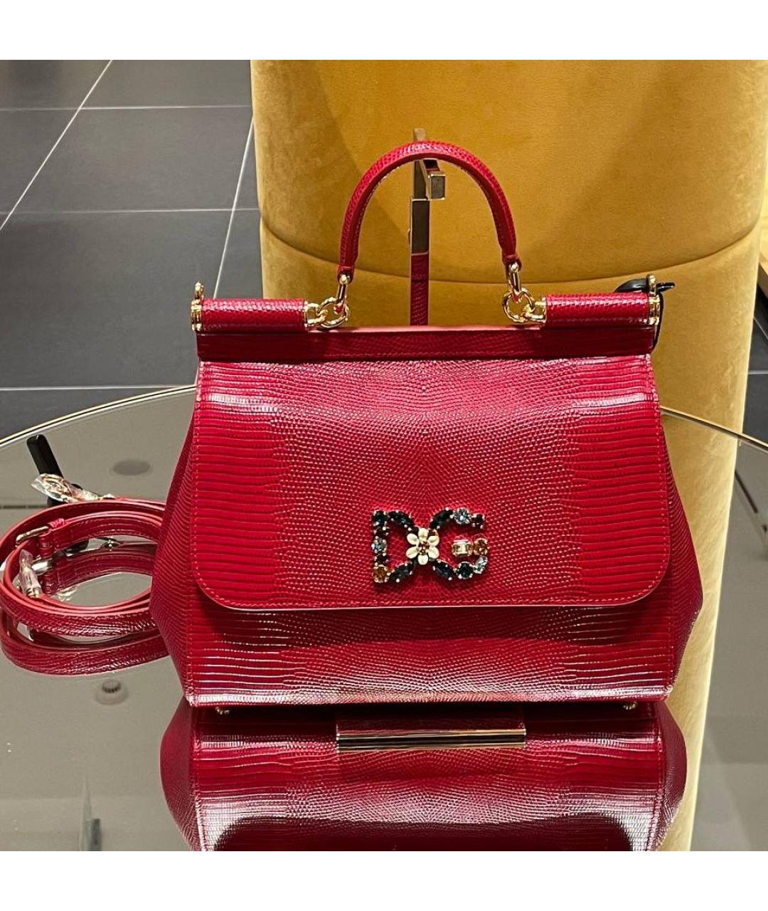 DOLCE&GABBANA Красная кожаная сумка с короткими ручками, фото 6