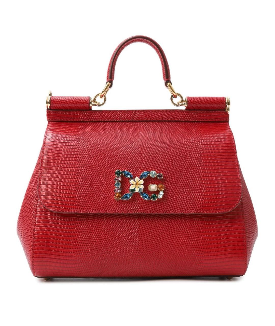 DOLCE&GABBANA Красная кожаная сумка с короткими ручками, фото 1