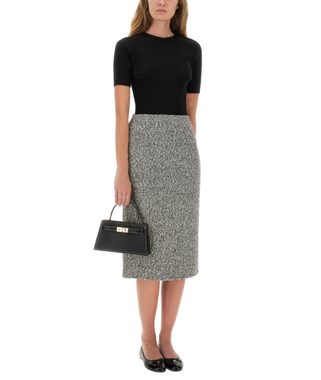 TORY BURCH Серая хлопковая юбка миди, фото 2