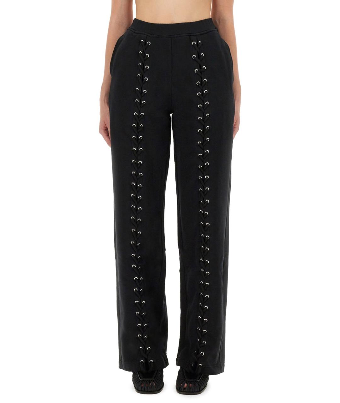 ROTATE Черные хлопковые прямые брюки, фото 4