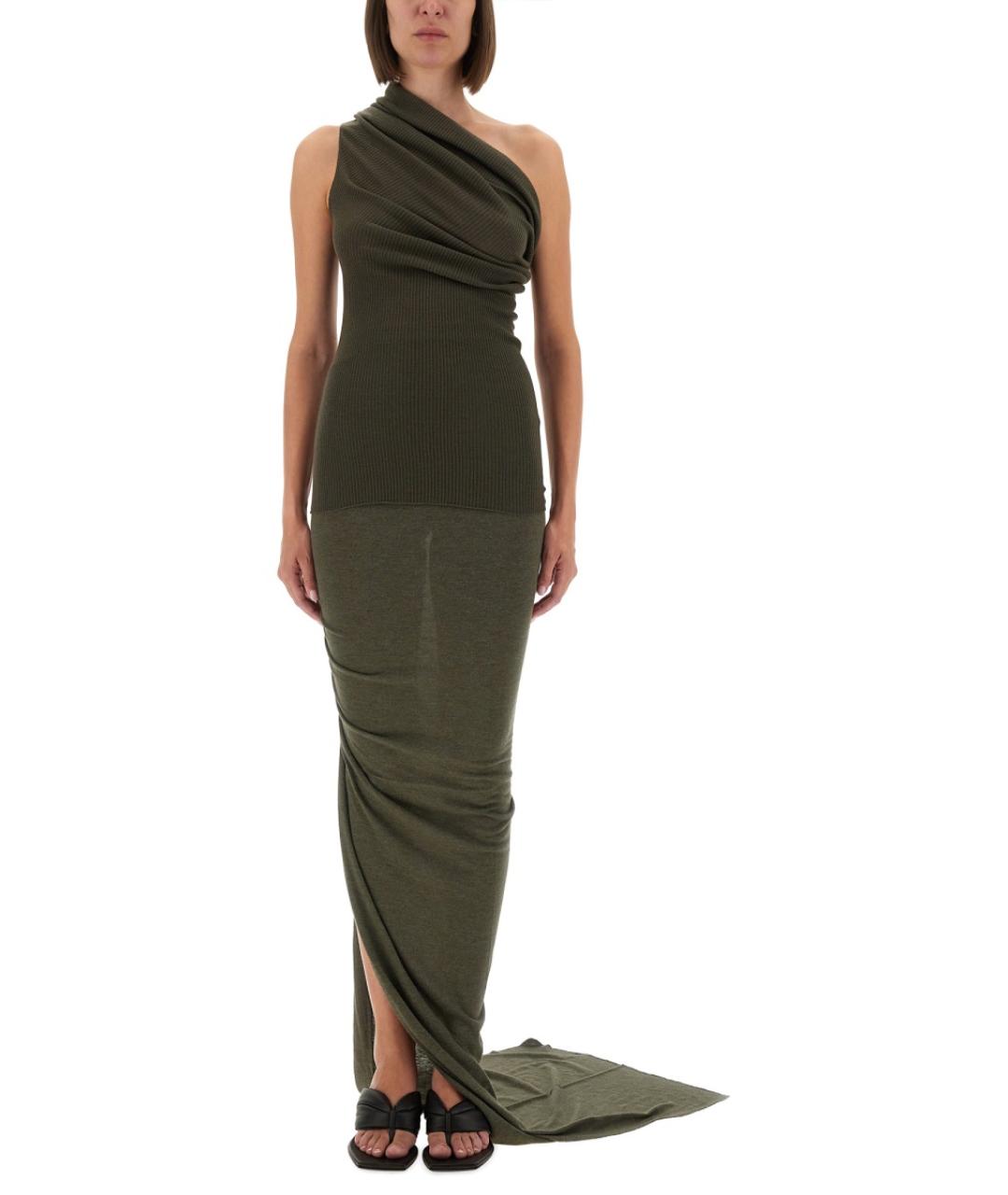 RICK OWENS Зеленая вискозная юбка макси, фото 3