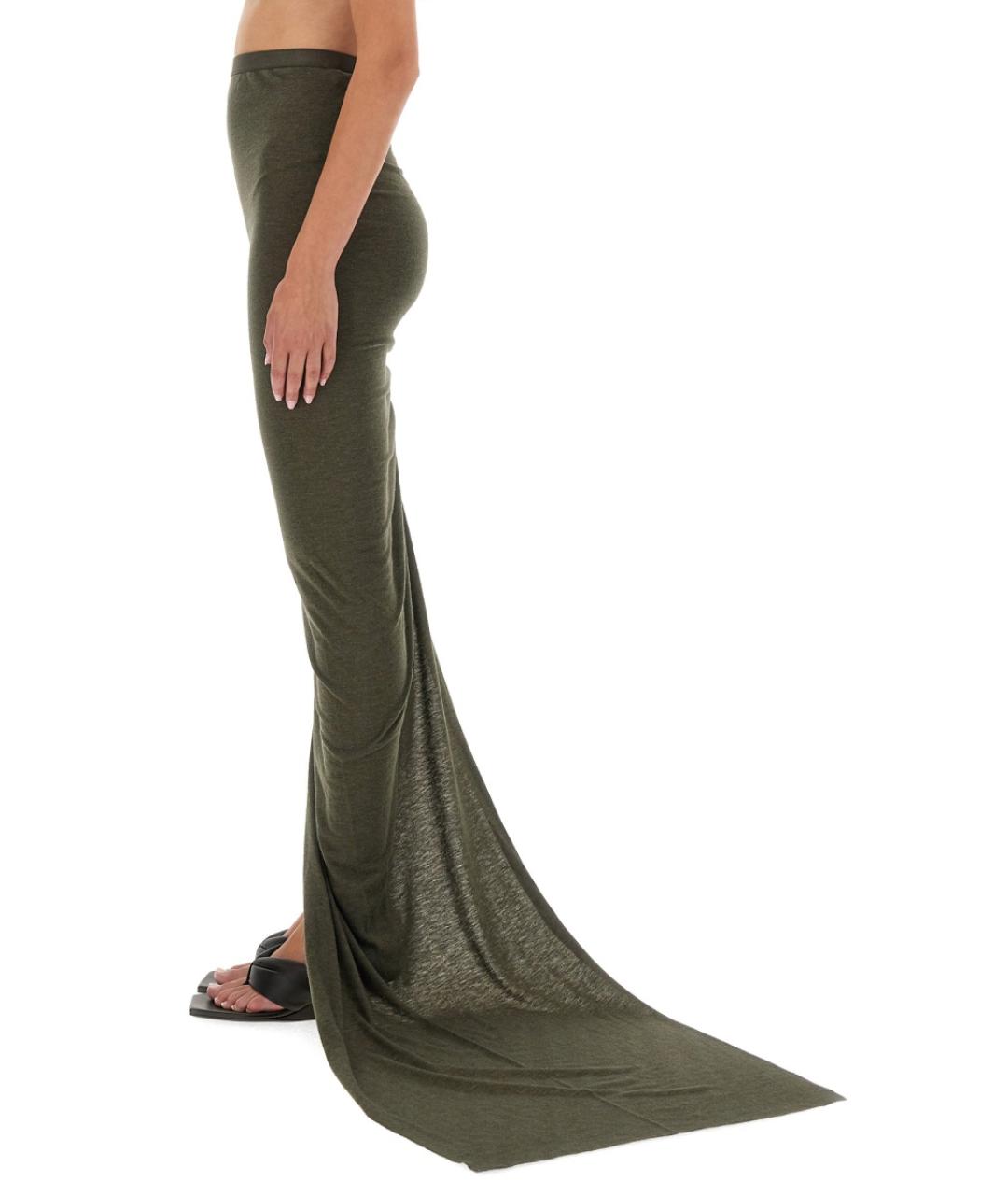 RICK OWENS Зеленая вискозная юбка макси, фото 4