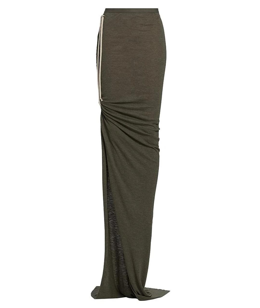 RICK OWENS Зеленая вискозная юбка макси, фото 1