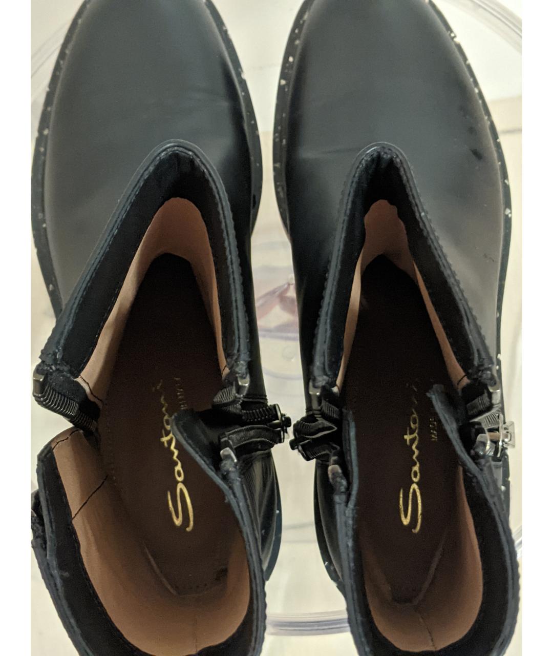 SANTONI Черные кожаные полусапоги, фото 4