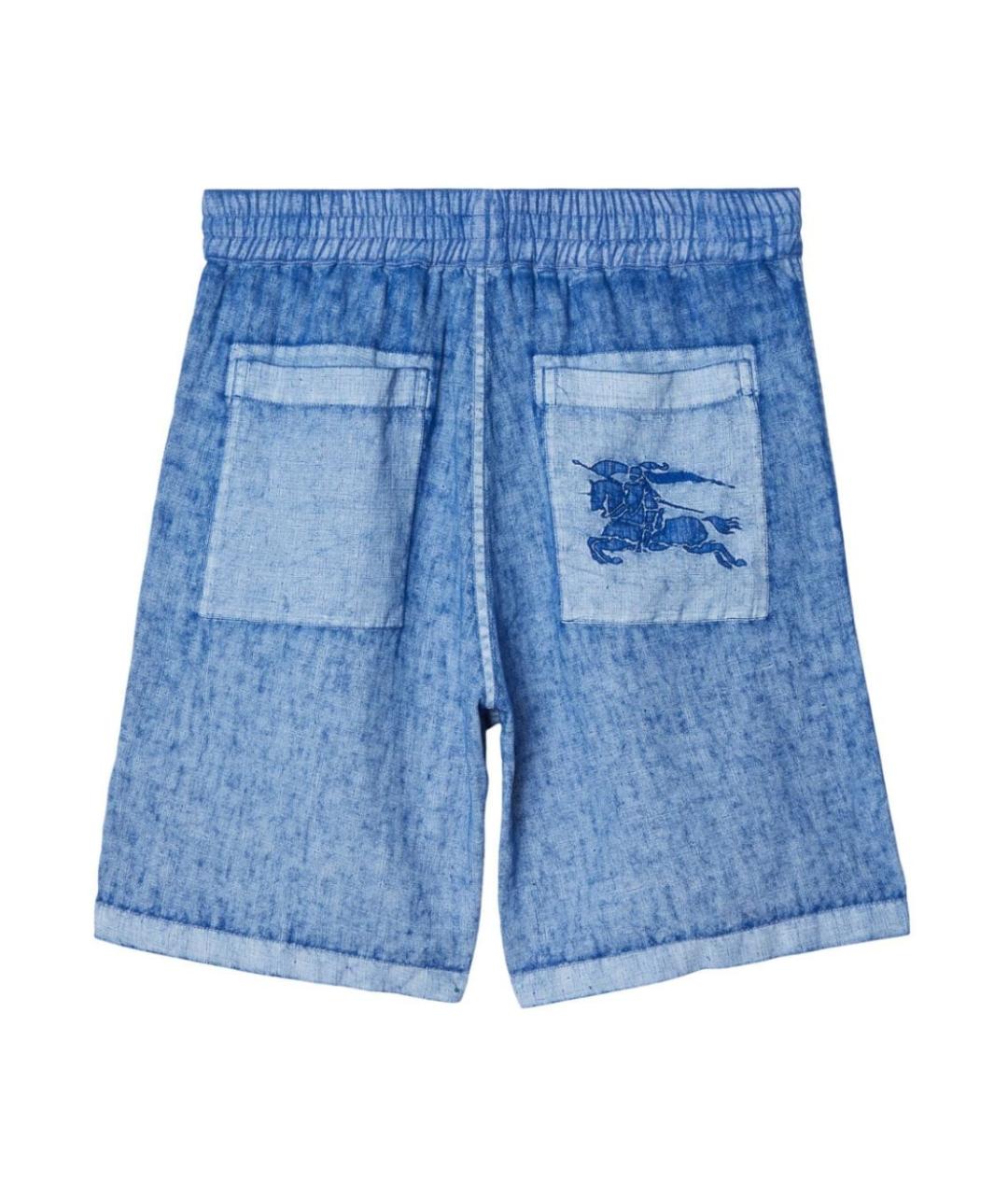 BURBERRY Синие льняные шорты, фото 2