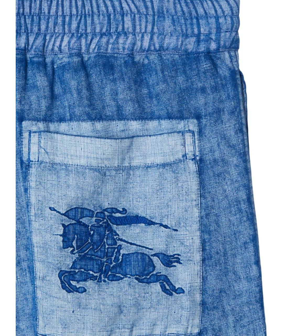 BURBERRY Синие льняные шорты, фото 4