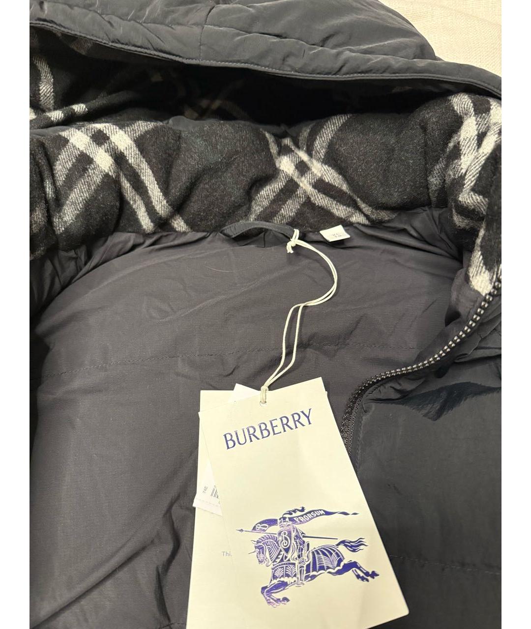 BURBERRY Черный полиэстеровый пуховик, фото 3