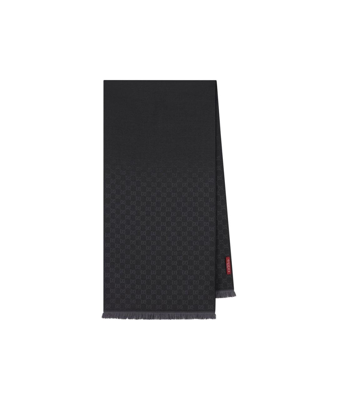 GUCCI Черный шерстяной шарф, фото 1