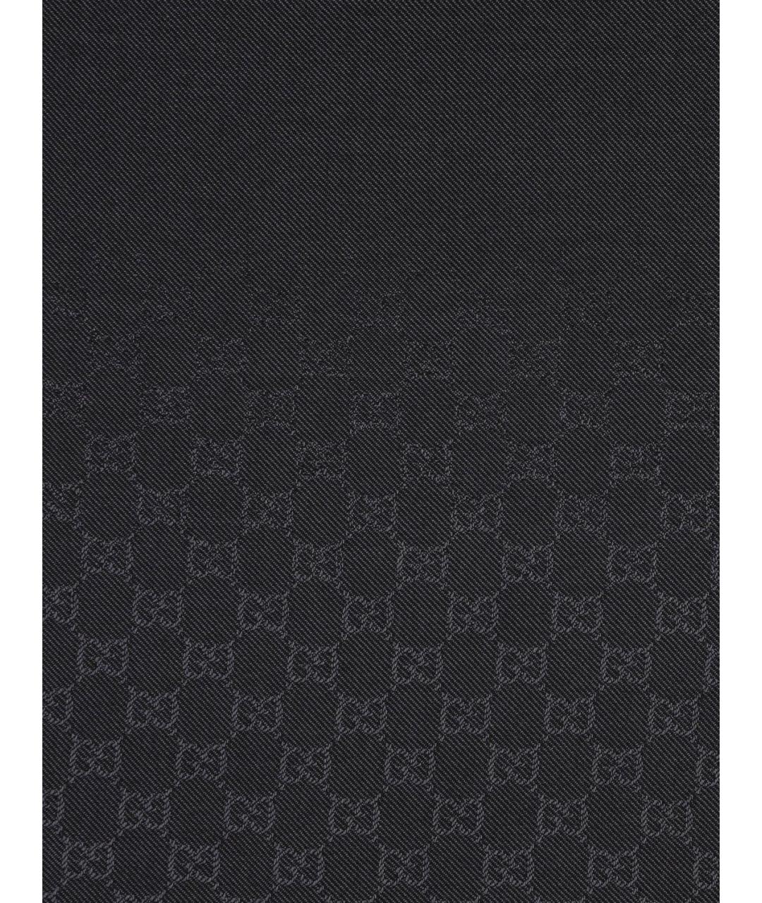 GUCCI Черный шерстяной шарф, фото 2