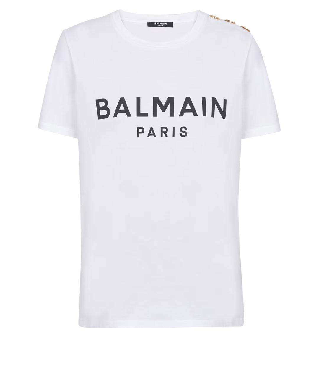 BALMAIN Белая хлопковая футболка, фото 1