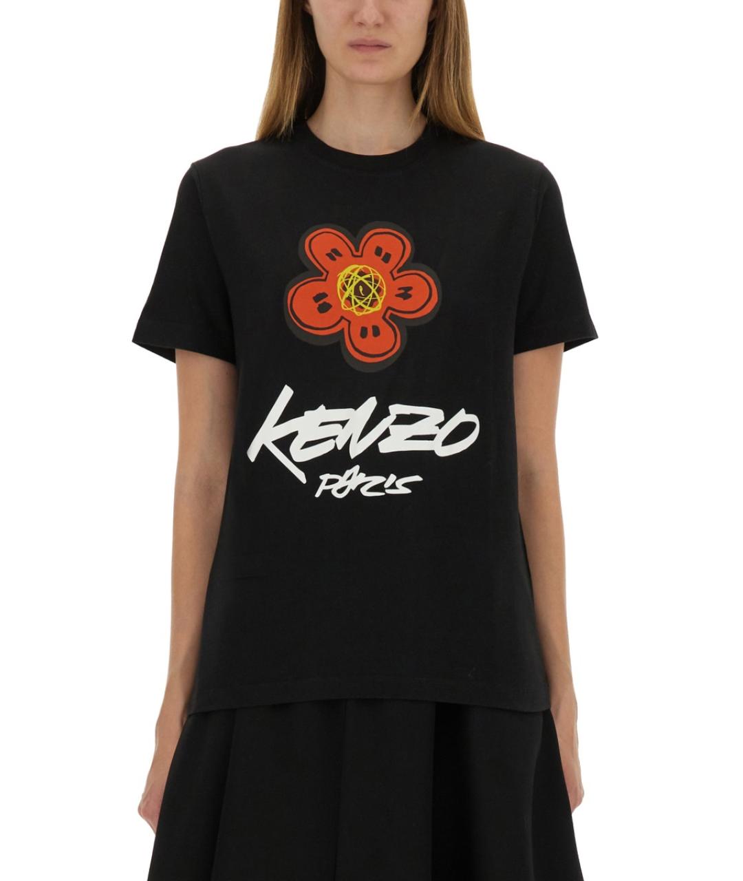 KENZO Черная хлопковая футболка, фото 2