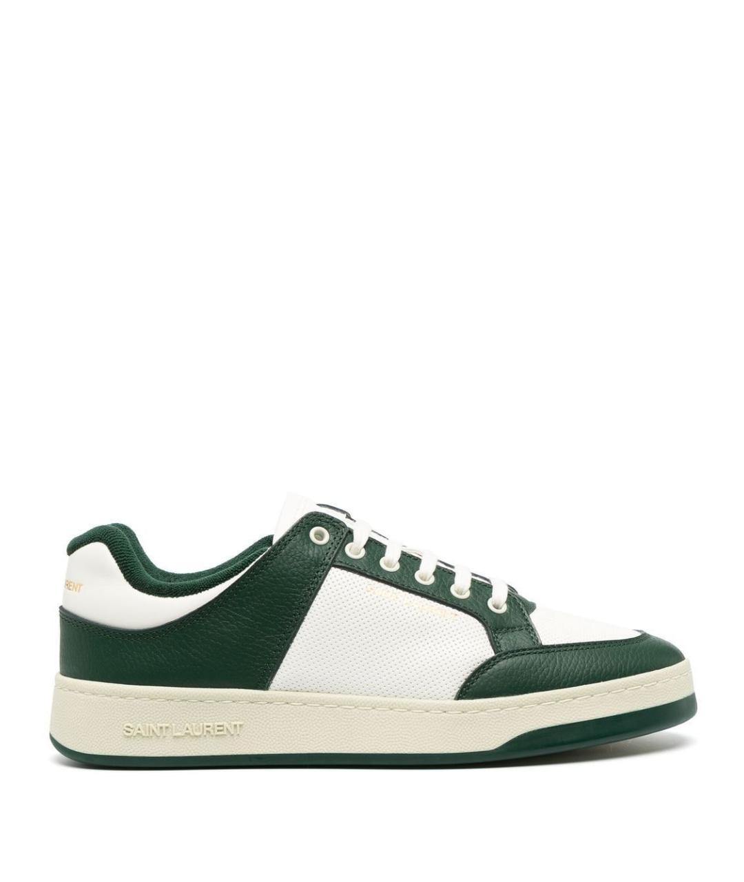 SAINT LAURENT Зеленые кожаные низкие кроссовки / кеды, фото 1