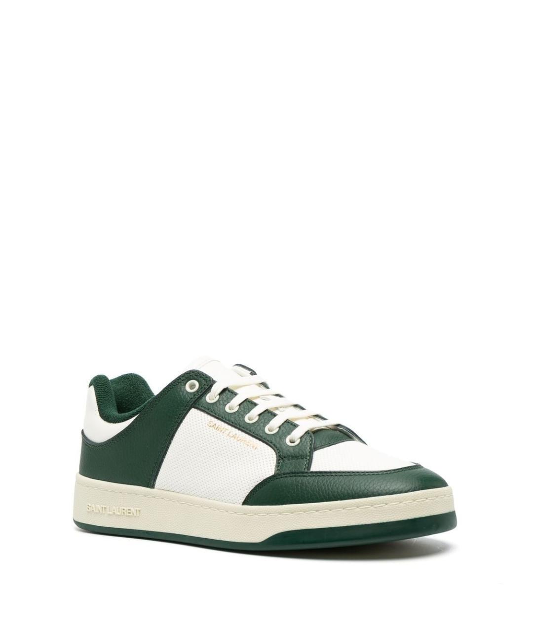 SAINT LAURENT Зеленые кожаные низкие кроссовки / кеды, фото 3